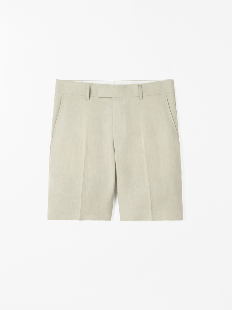 beige men's linen shorts
